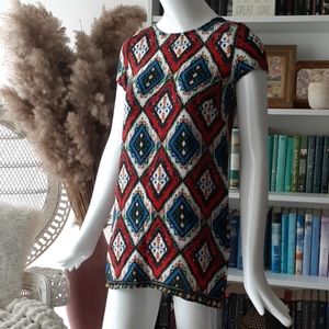 OLIVACEOUS bohemian tribal pattern dress P708
